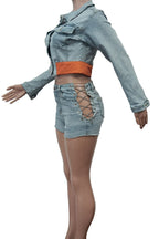 Chopped Denim Short Set Lavish Daily
