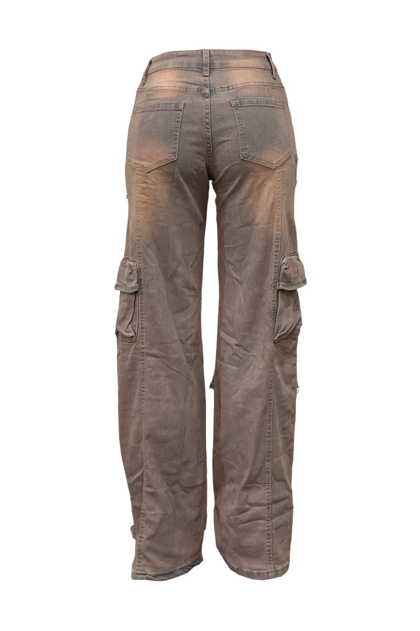 Rhinestone Embellished Denim Cargo Pants Lavish Daily