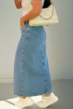 Slit Denim Skirt Lavish Daily