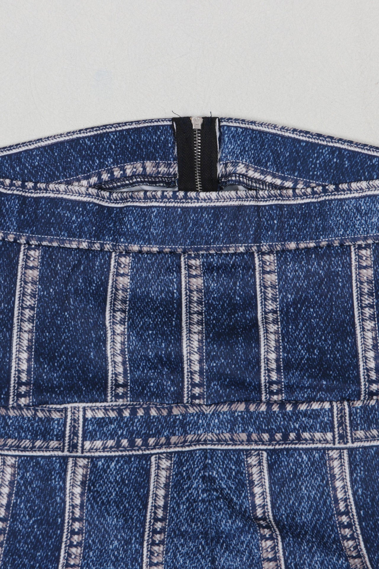 Denim Print Strapless Wide Leg Jumpsuit Lavish Daily