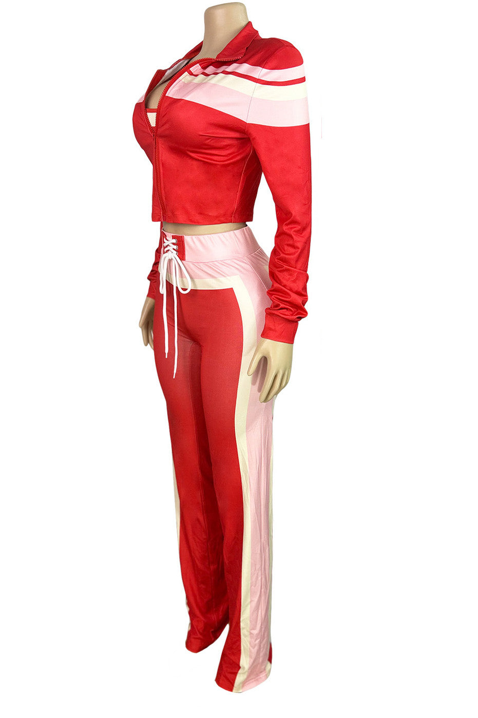 Printed Front-Tie Top and Long Pants Set Lavish Daily