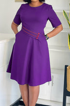 Solid Short Sleeve High Waist Midi Dress Lavish Daily