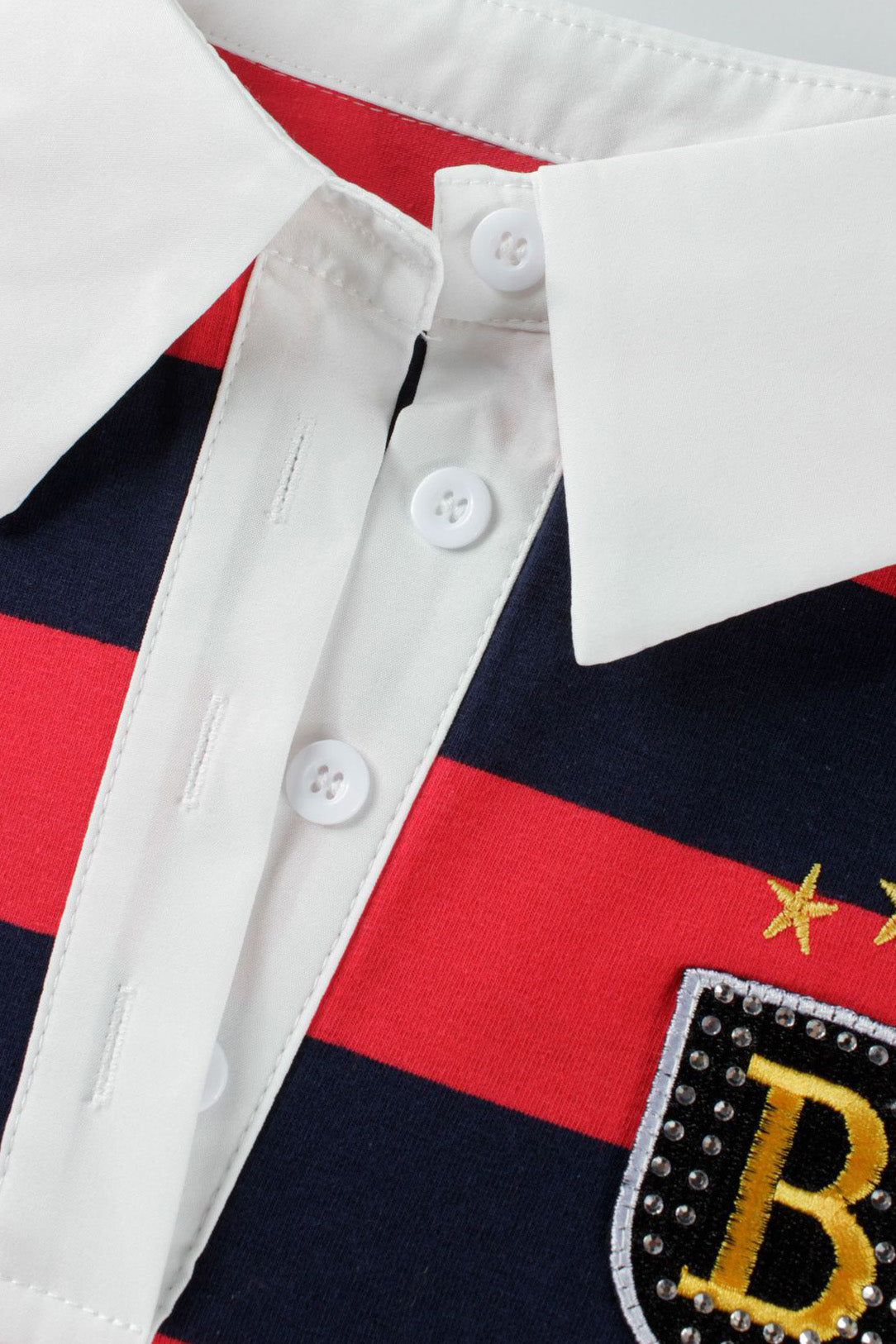 Striped Contrast Collared Polo Top LavishDaily