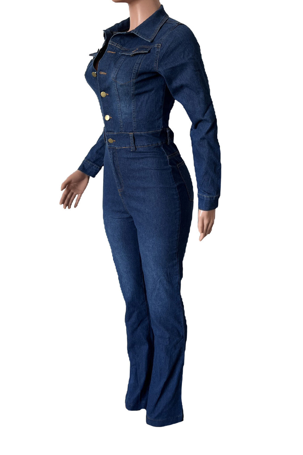 Stretch Washed Denim Jumpsuit Lavish Daily