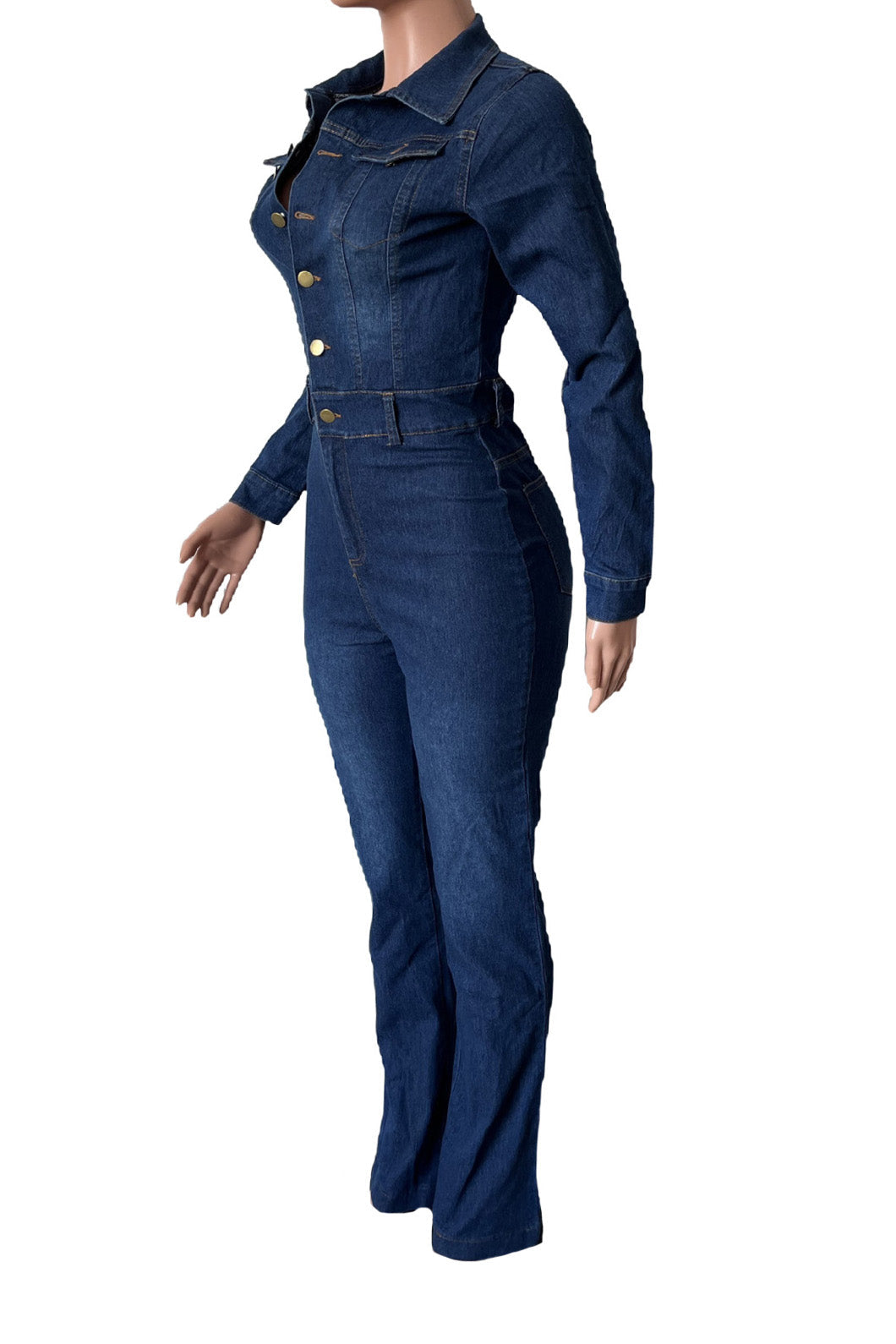 Stretch Washed Denim Jumpsuit Lavish Daily