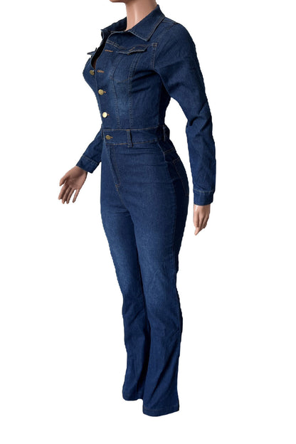 Stretch Washed Denim Jumpsuit Lavish Daily