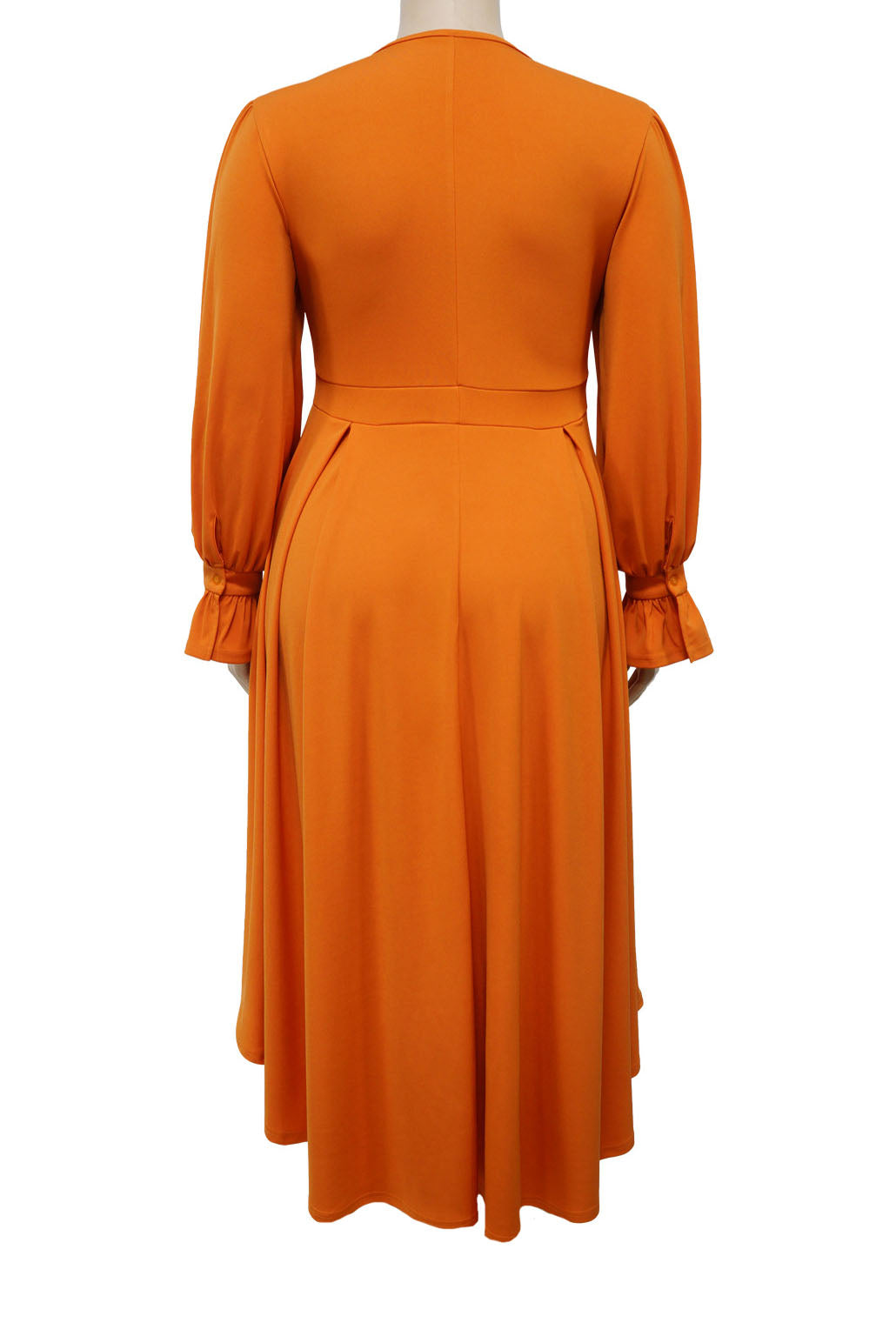 Plus Size Ruffle Cuff Pleated A-Line Midi Dress Lavish Daily