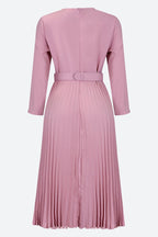 Elegant Pleated Career Solid Dress Lavish Daily