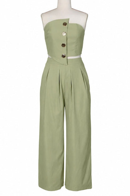 Asymmetrical Bandeau Pant Set Lavish Daily