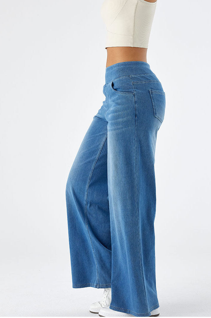 Baggy Wide Leg Washed Stretchy Jeans Lavish Daily