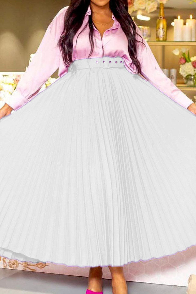 High Waist Pleated Midi Skirt Lavish Daily