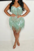 Strapless Top & Fringe Skirt Set Lavish Daily