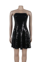 Black Sequin Strapless Mini Dress Lavish Daily
