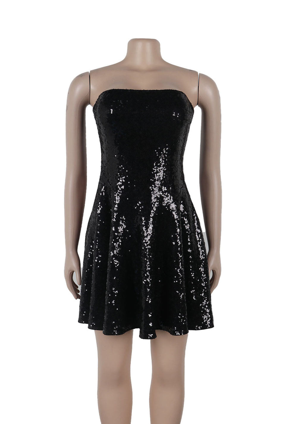 Black Sequin Strapless Mini Dress Lavish Daily