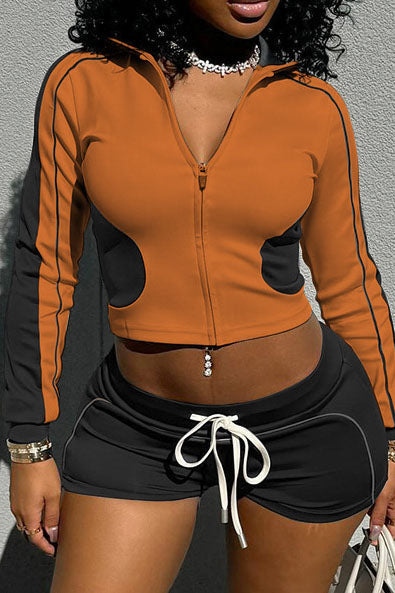 Zip-up Long Sleeve Drawstring Low Rise Pant set Lavish Daily