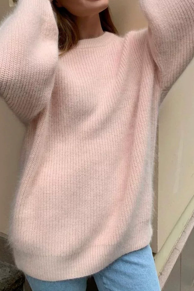 Oversized Striped Knitted Crew Neck Jumper Lavish Daily