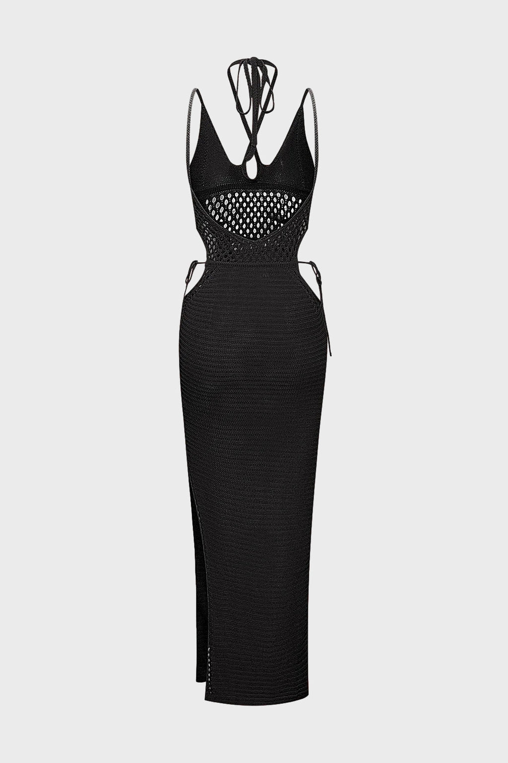 Cut Out Knit Backless Halter Maxi Dress Lavish Daily