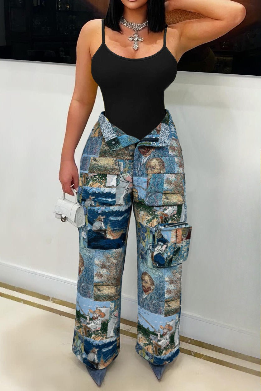 Vintage Casual Jacquard Cargo Pants Lavish Daily