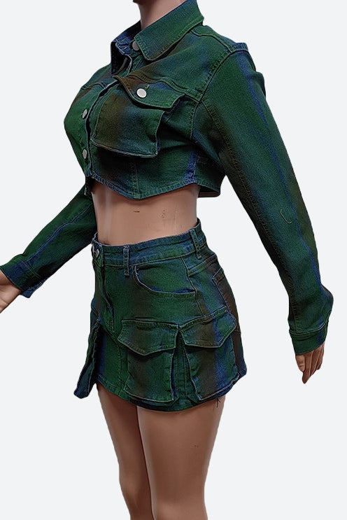 Cargo Denim Skirt Set Lavish Daily