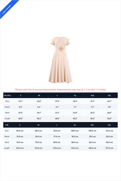 3D Floral Notched Neck A-Line Midi Dress Lavish Daily