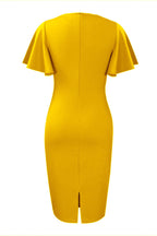 Midi Bodycon Ruffle Sleeve Dress Lavish Daily