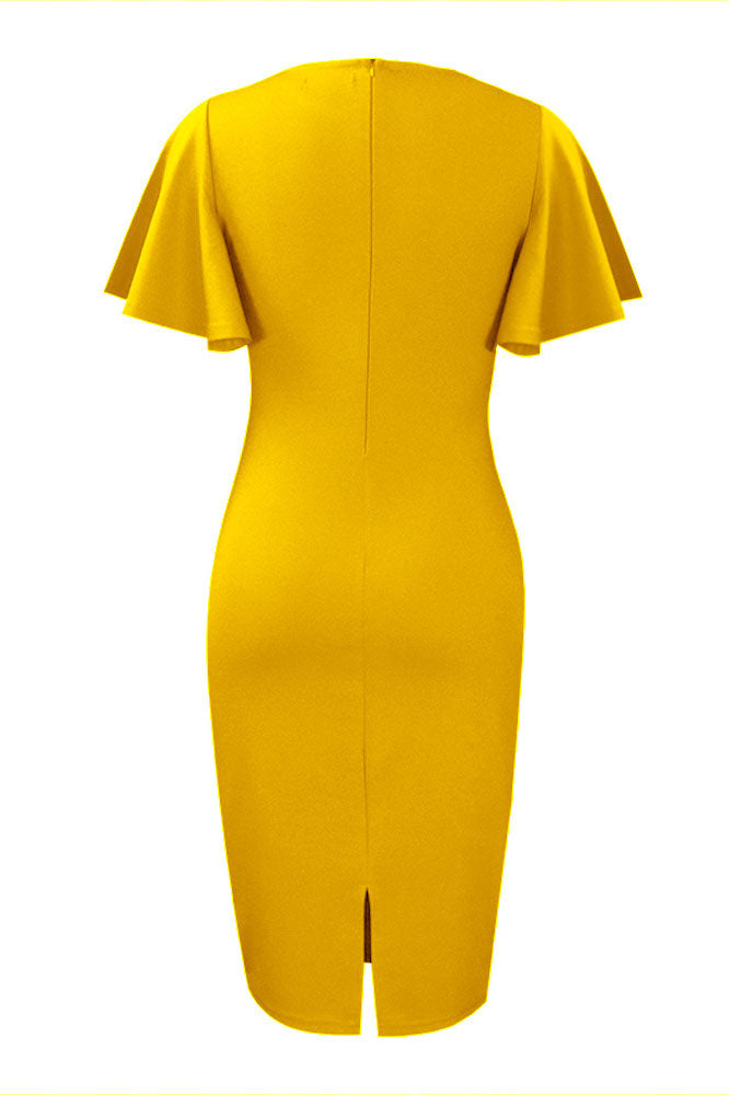 Midi Bodycon Ruffle Sleeve Dress Lavish Daily