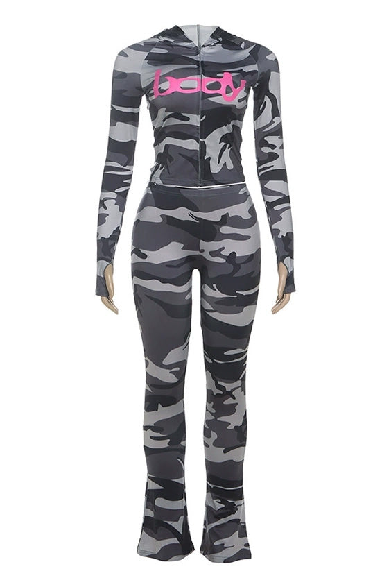 Zip Up Long Sleeve Top and Pants Set LavishDaily