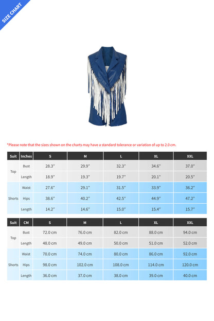 Fringed Faux-Leather Blazer & Shorts 2-Piece Set Lavish Daily