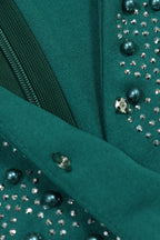 Rhinestone V-Neck Puff Sleeve Maxi Dress Lavish Daily