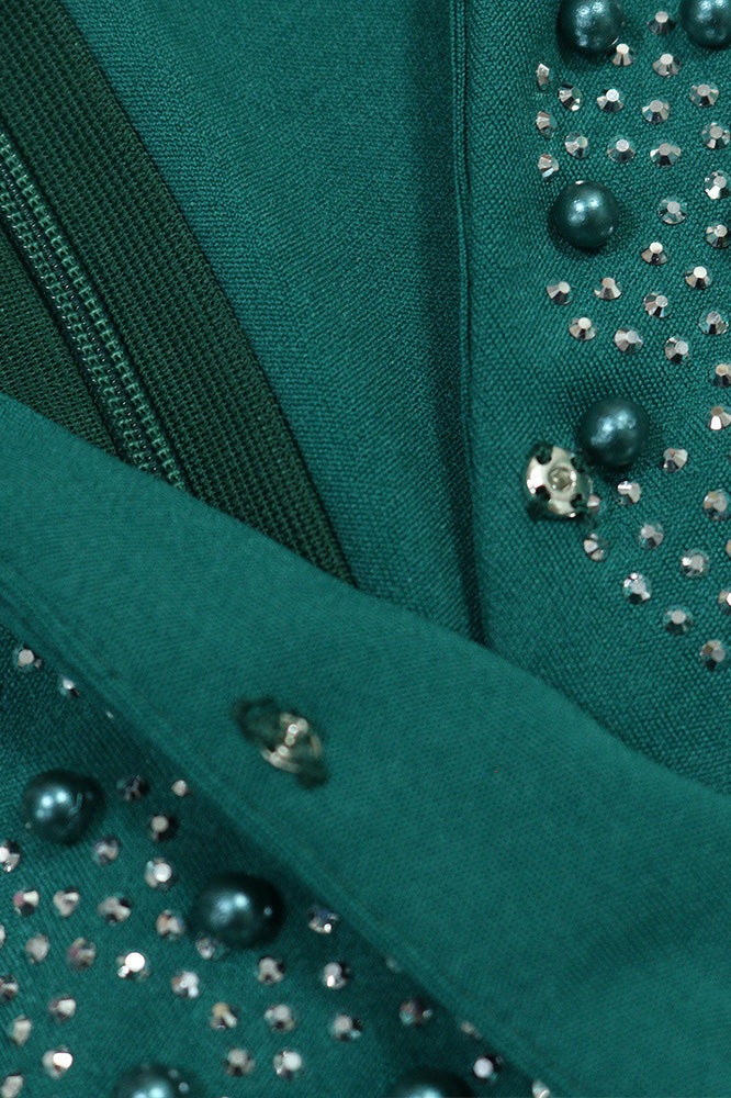 Rhinestone V-Neck Puff Sleeve Maxi Dress Lavish Daily