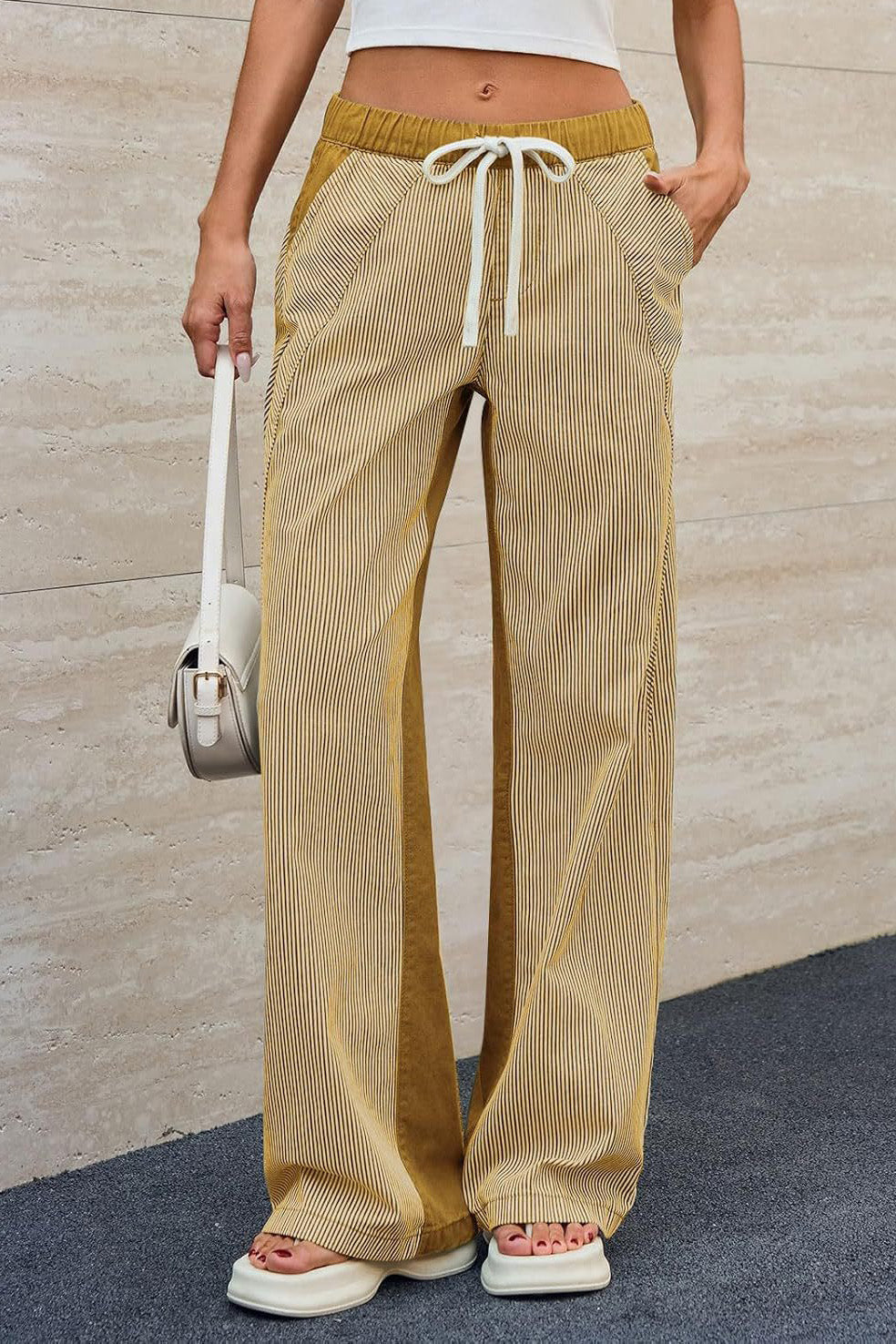 Casual Colorblock Loose Straight Pants Lavish Daily