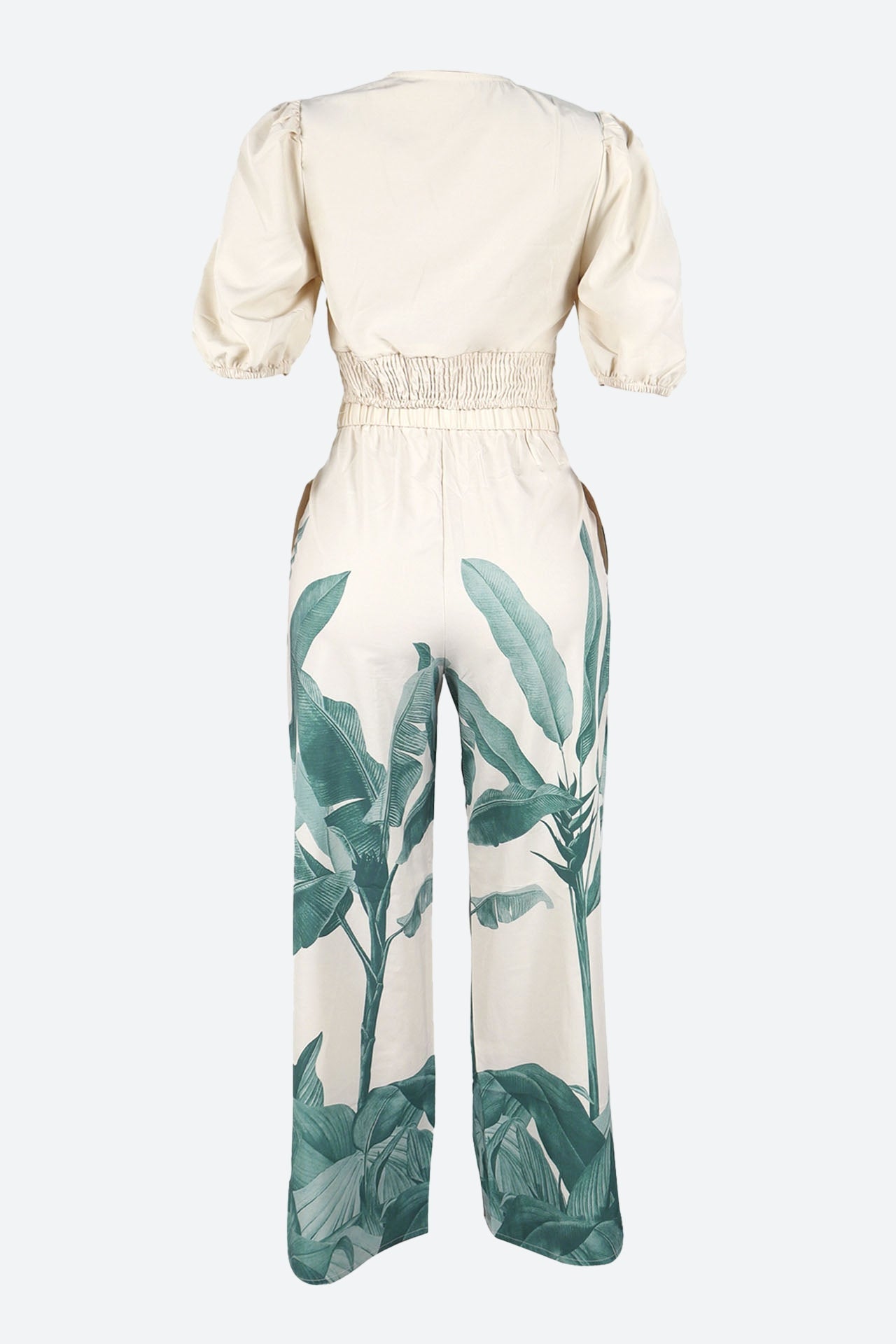 Printed V-Neck Wide-Leg Pants Set Lavish Daily