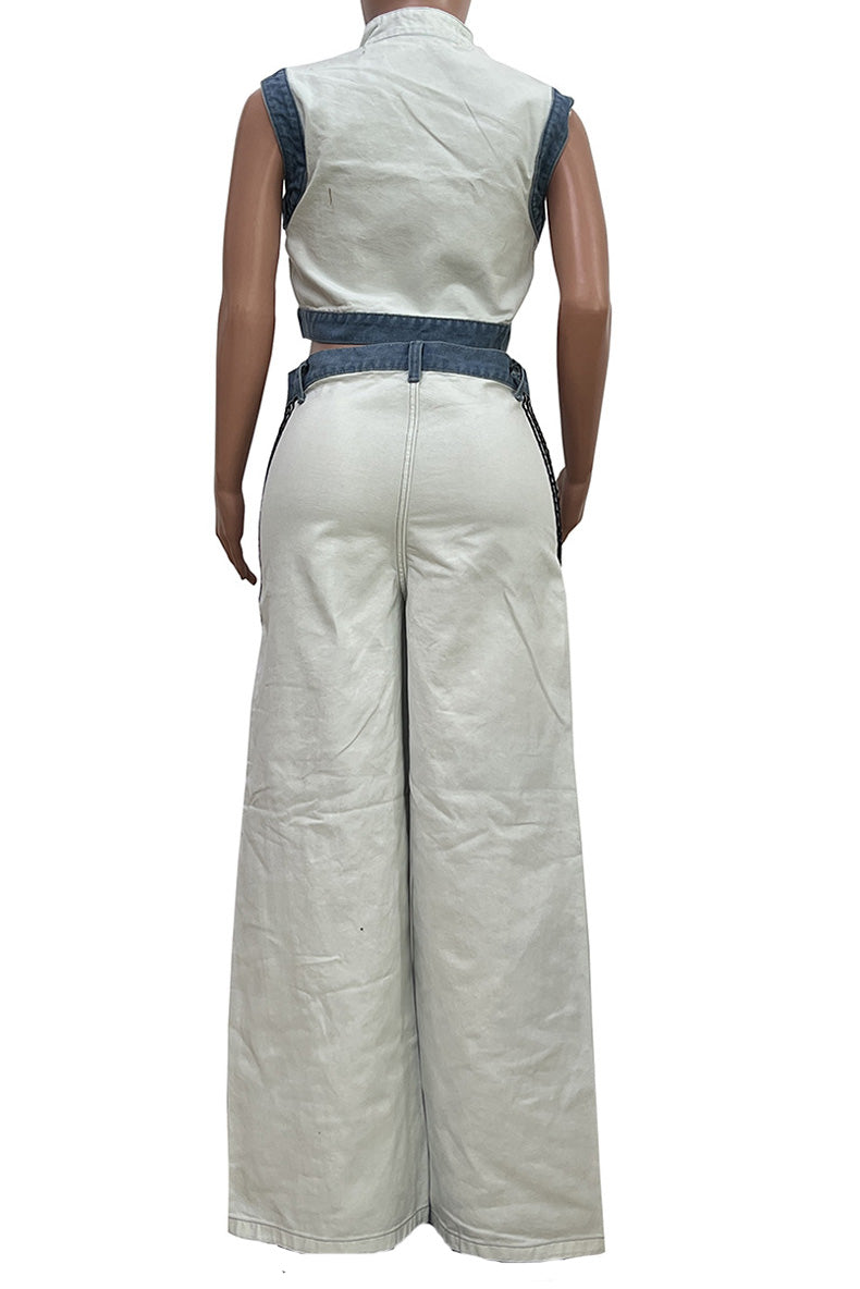 Striped Cropped Top Denim Pant Sets Lavish Daily