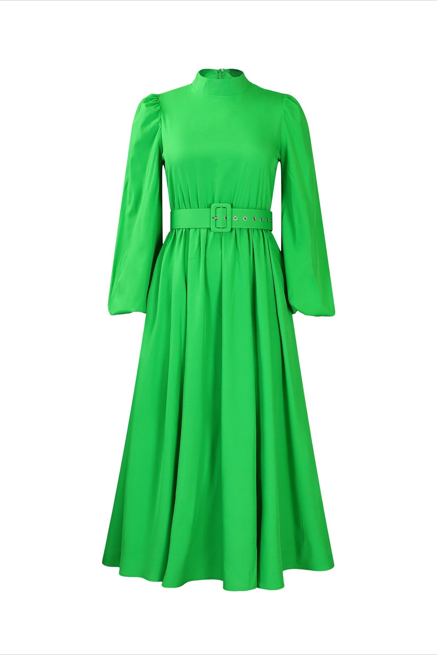 High Neck Puff Sleeve Evening Large Hem Dresses Lavish Daily