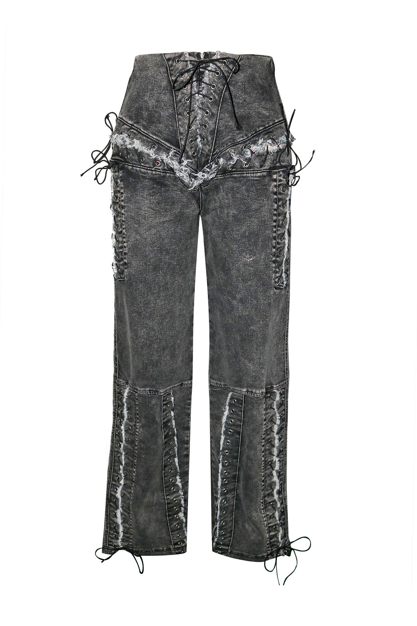 Lace Up High Waist Jeans Lavish Daily