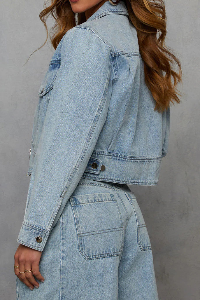 Curved Hem Denim Jacket Lavish Daily