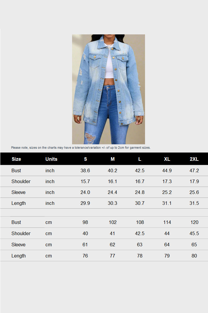 Distressed Denim Jacket Lavish Daily