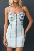 Cutout Back Denim Cami Dress Lavish Daily