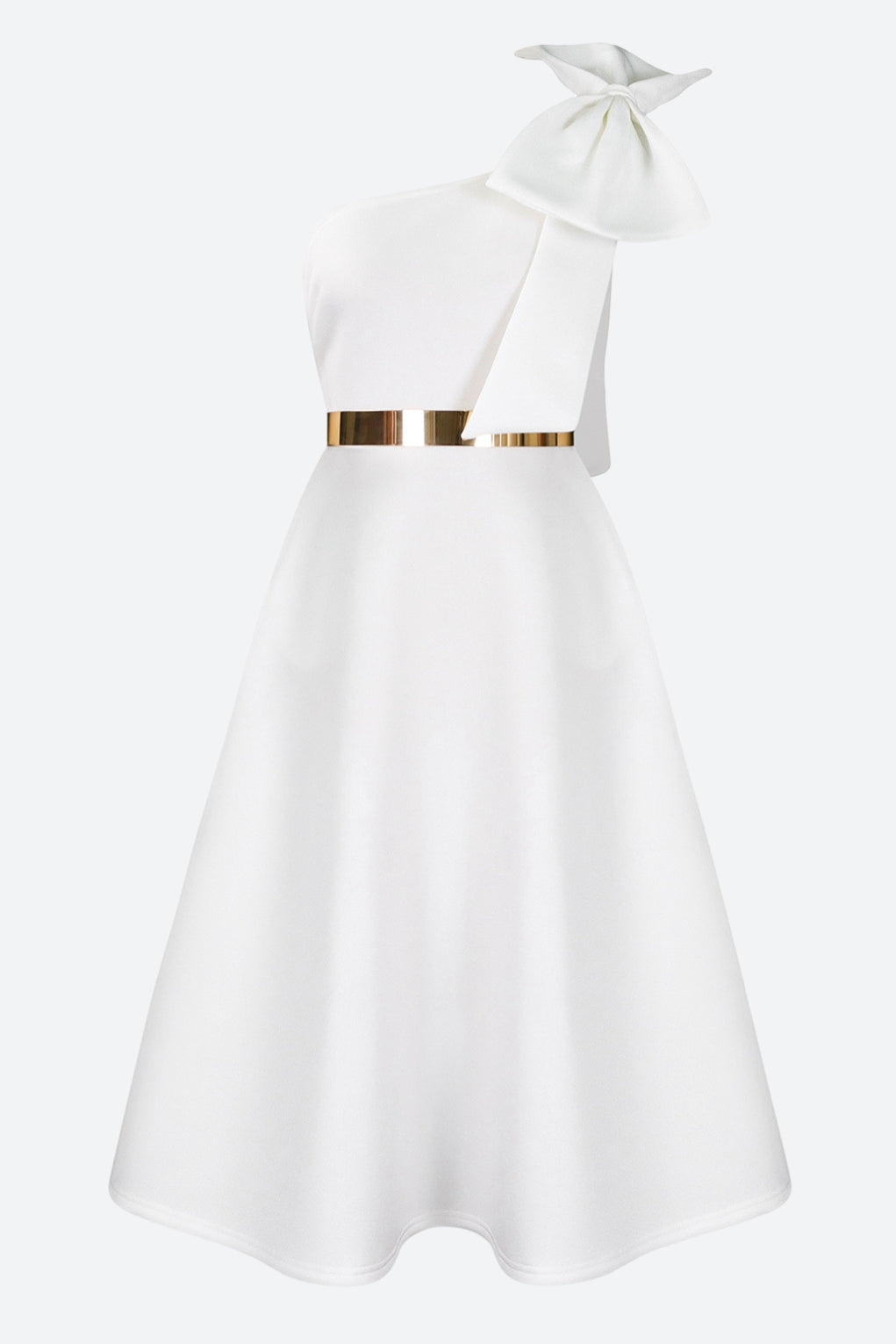 Single Shoulder Bow Detail Flare Midi Dress Lavish Daily