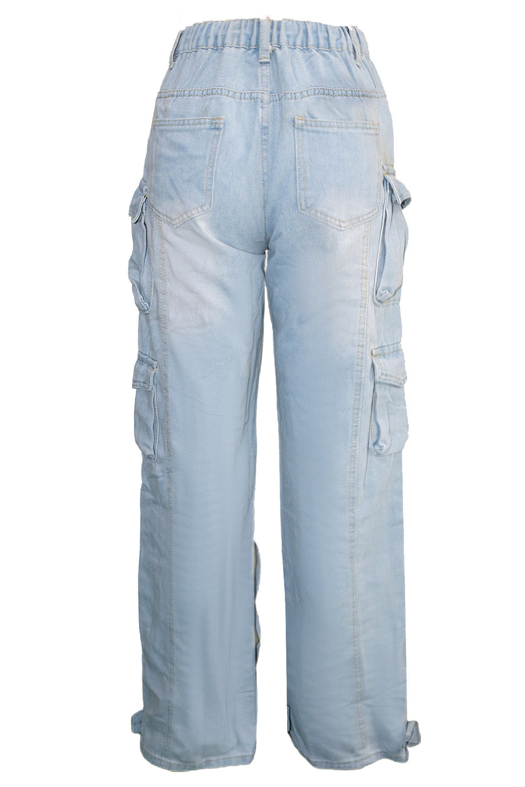 Distressed Cargo Jeans with Multi Pockets Lavish Daily