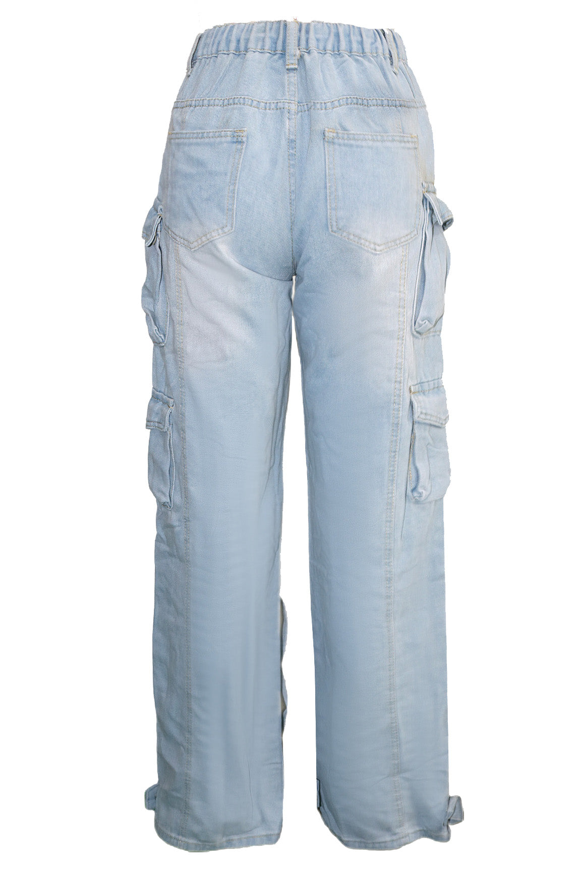Distressed Cargo Jeans with Multi Pockets Lavish Daily