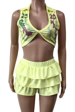 Stretch Ruffled Shorts 2pc Set Lavish Daily