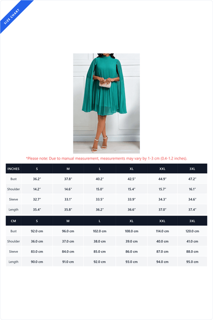 Pleated Cape Sleeve A Line Midi Dress Lavish Daily