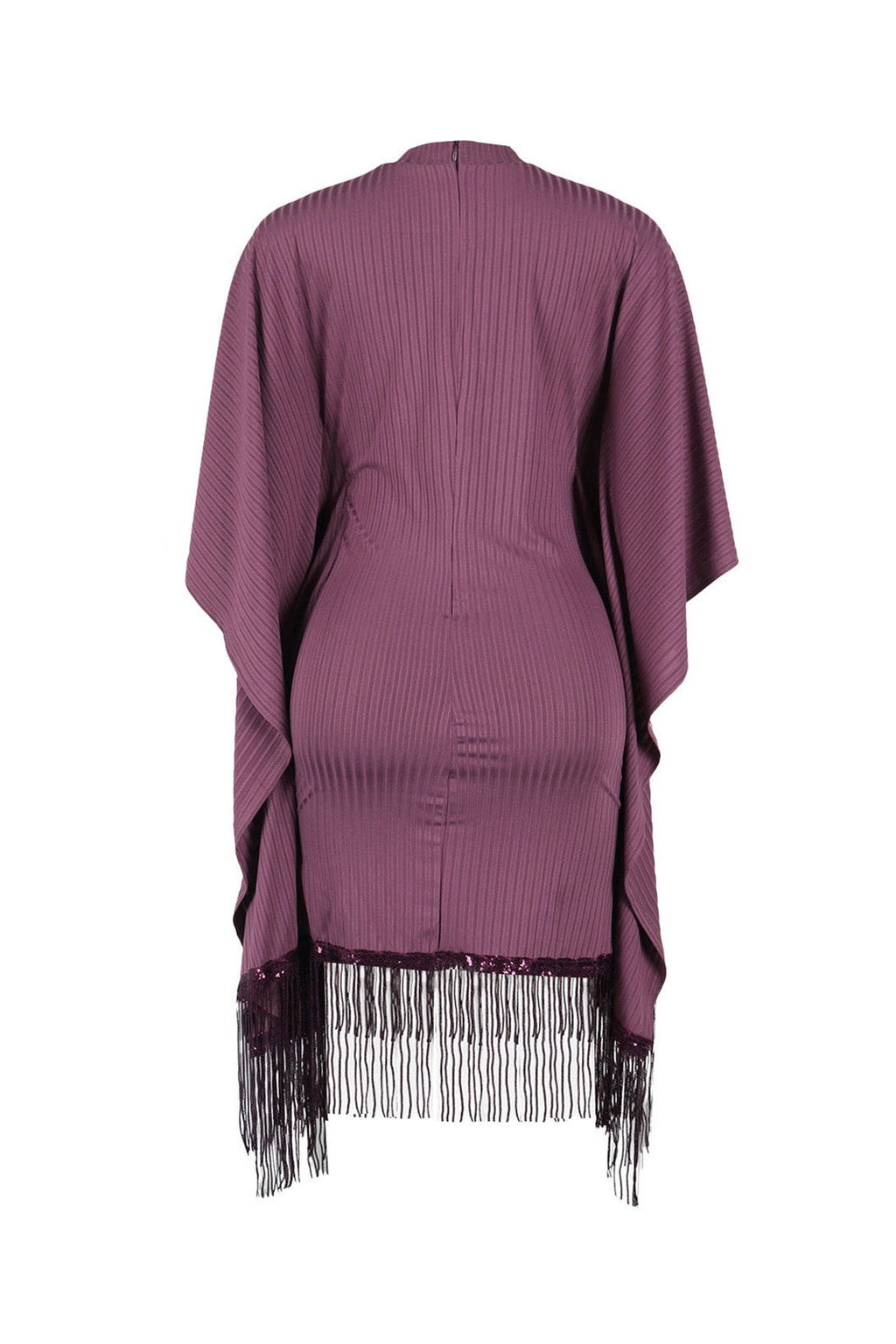 Sequin Fringe Batwing Sleeve Bodycon Dress Lavish Daily