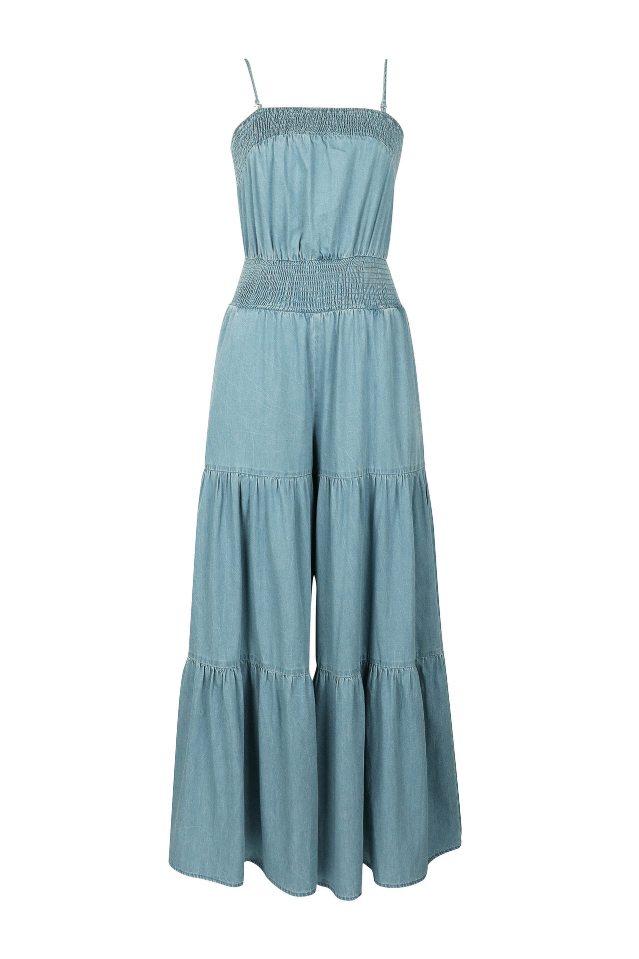 Denim Sleeveless Wide-Leg Jumpsuit Lavish Daily