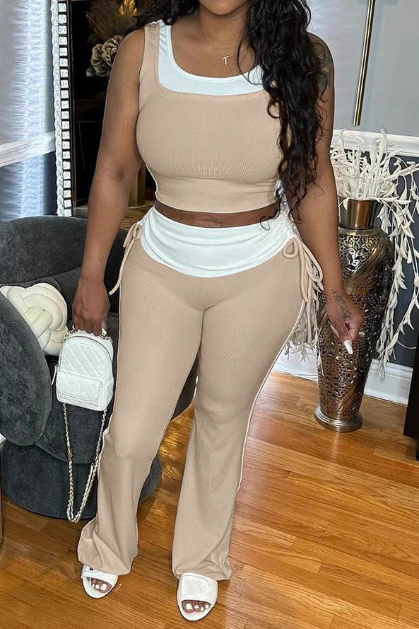 Colorblock Sleeveless Top and Pants Outfit Lavish Daily