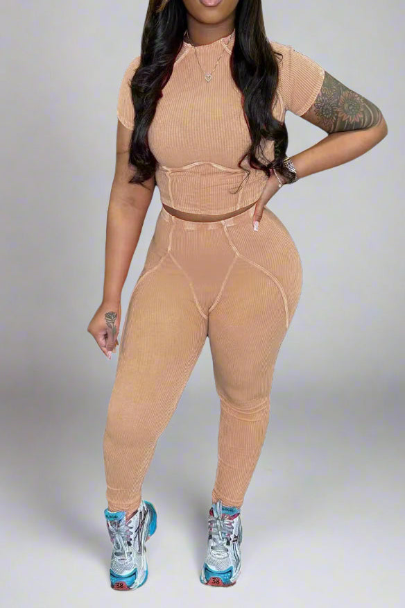 Ribbed Fabric Washed Set Lavish Daily