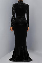 Elegant Velvet Rhinestone Dress LavishDaily