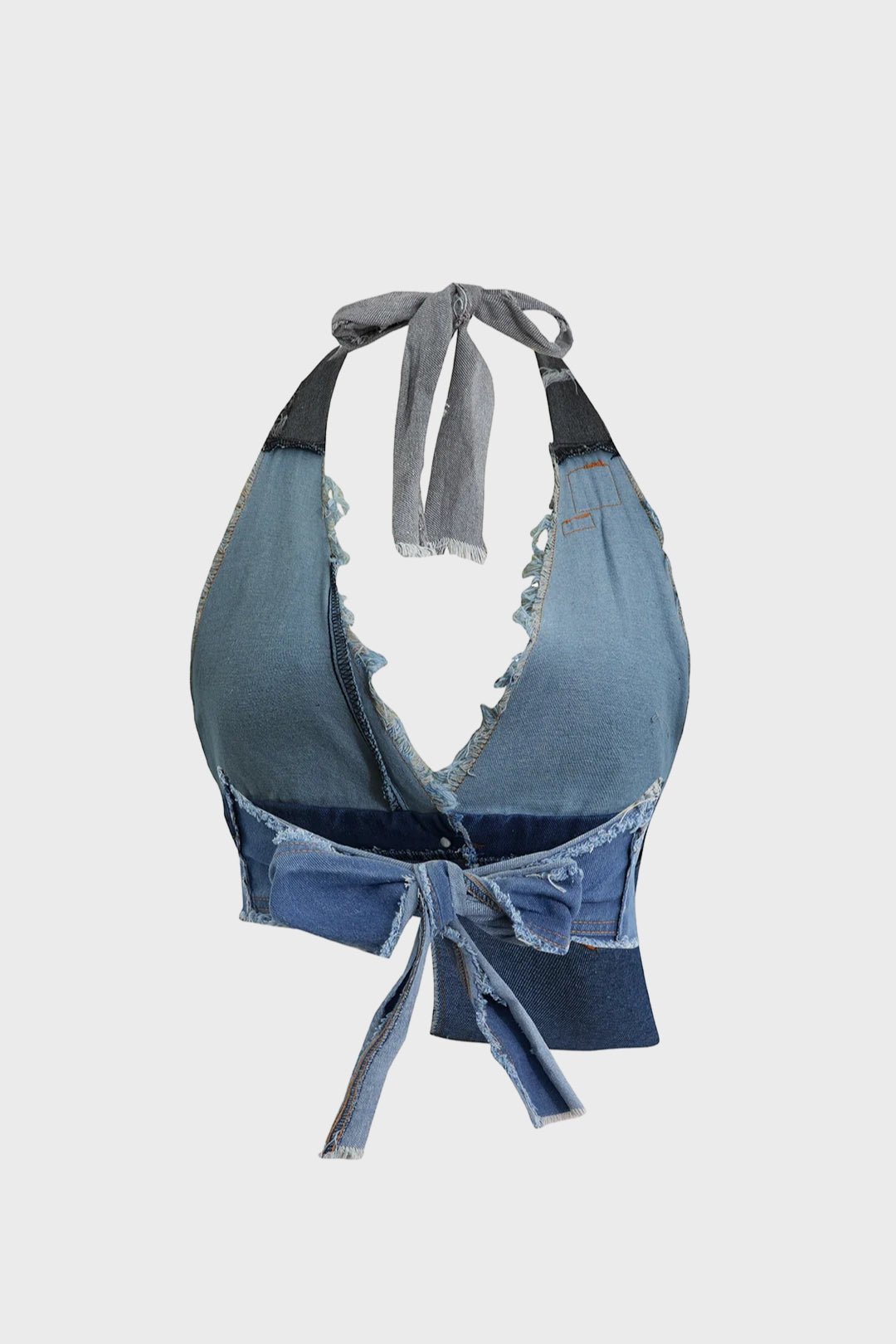 Frayed Tie Halter Denim Vest Lavish Daily