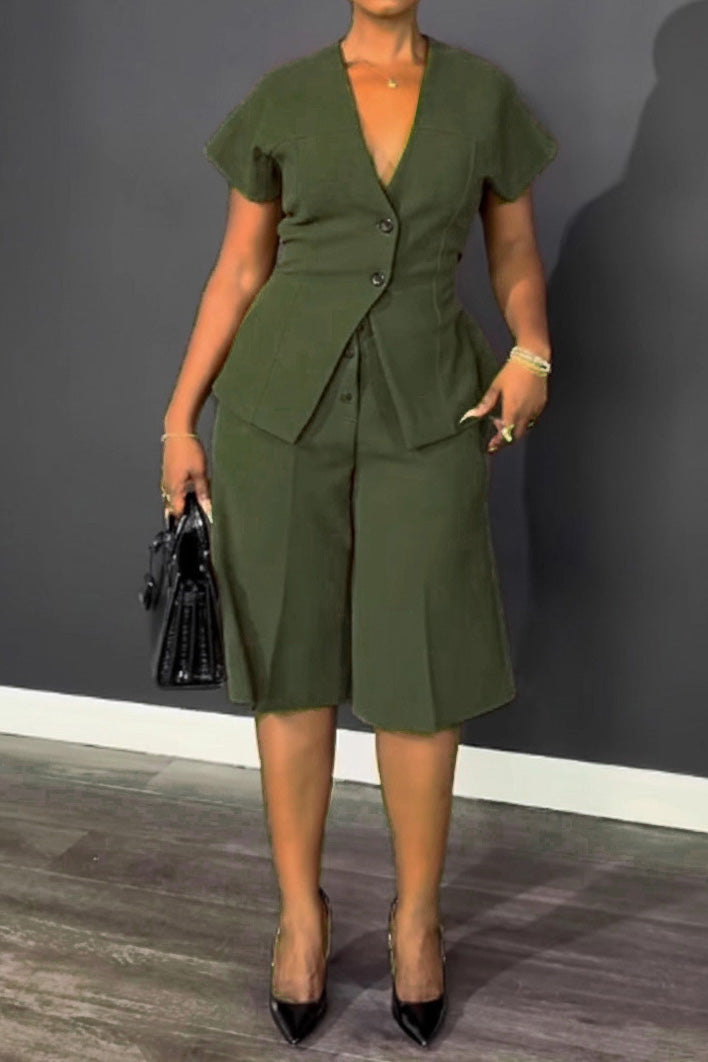 Belted Dolman Sleeve Top & Midi Pants Set Lavish Daily